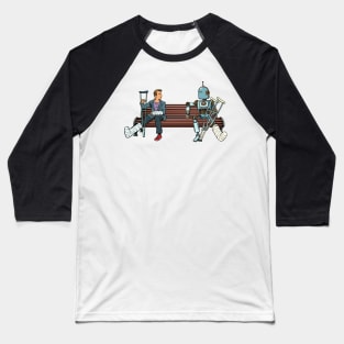 Human And Robot With Broken Legs Baseball T-Shirt